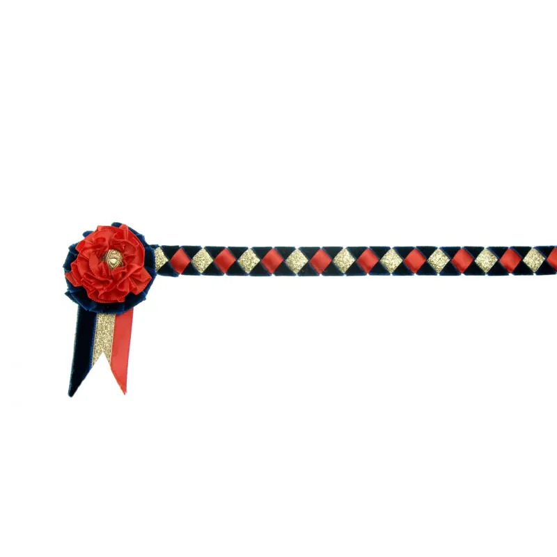 ShowQuest Newport Browband - Navy Blue/Red/Gold
